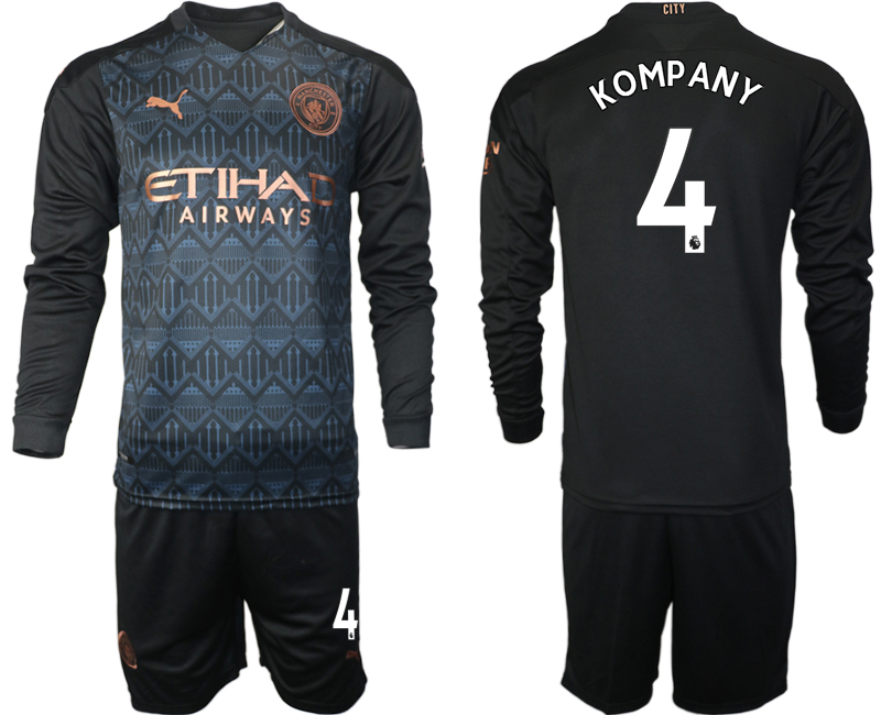 Men 2021 Manchester city home long sleeve #4 soccer jerseys->manchester city jersey->Soccer Club Jersey